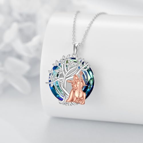 YFN Tree of Life Necklace Sterling Silver Crystal Jewelry Graduation Birthday Gifts for Women - color: Cello