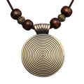 JAOYU Bohemian Necklaces for Women Leather Necklace Wood Pendant Choker Long Brown Necklace Chunky Circle Boho Hippie Jewelry - style: Hippie Choker Necklace
