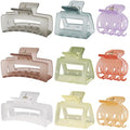 CHANDAT Medium Claw Hair Clips Set for Women - 3 Styles, 9PCS Rectangle Hair Clips for Thick Hair, Square Clips for Thin Hair - Ice Cream - color: Ice Cream