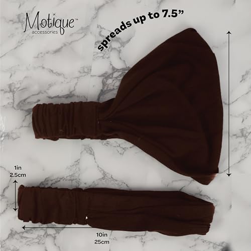 Motique Accessories Wide Cotton Head Band Solid Boho Yoga Style Soft Hairband for Women (Brown) - color: Brown
