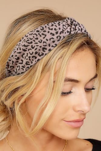 Knotted Fashion Hairbands for Women - Non-Slip Wide Hair Hoops, Cute Top Knot Headbands for Girls (Pink Heart Leopard Print) - color: Pink Heart Leopard Head Band