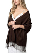 Achillea Lightweight Pashmina Scarf for Women – Soft Silky Shawl Wrap for Evening Dresses, Bridesmaids & Everyday Wear - color: Chocolate Brown