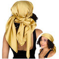 100% Mulberry Silk Head Scarf Large 36" - 19 Momme Women's Hair Wrap for Sleeping, Reduce Frizz & Damage, Natural Soft Silk - color: Gold