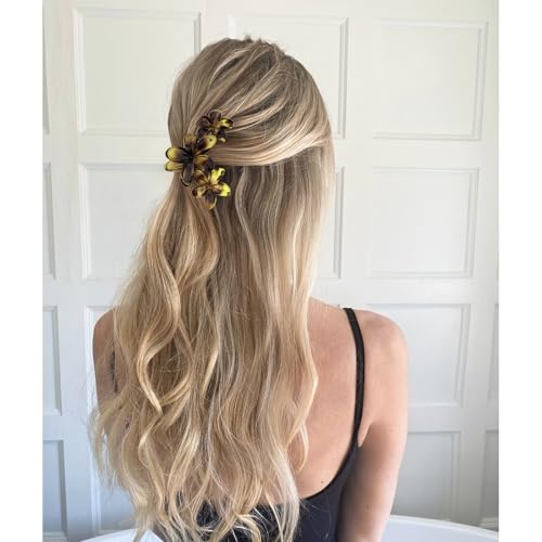 ANBALA 4Pcs Hawaiian Flower Hair Clips Large Claw Clips for Thick Thin Hair Non Slip and Strong Hold Beach Accessories - color: Leopard-C
