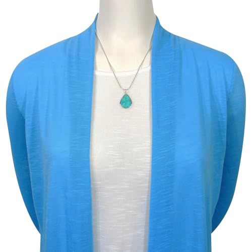 Turquoise Pendant Necklace Sterling Silver 925 (Sterling Silver Pendant with 20" Stainless Chain)
