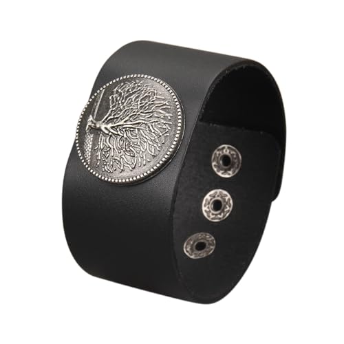 GelConnie Punk Leather Cuff Bracelet Adjustable Straps Wrap Bracelets Arm Armor Cuff Gothic Leather Wristbands for Men, Women - color: MLPB110-Black