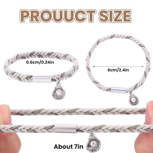 DIYDEC 12pcs Hair Ties Bracelet for Women Boho Braided Hair Ties No Damage Elastic Hair Bracelet Band for Girls Soft Thick Thin Long Curly Hair Accessories (Silvery) - color: Silvery