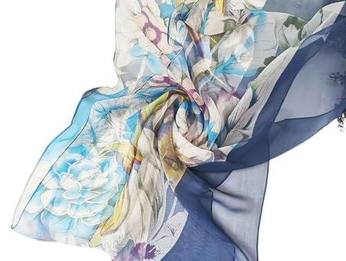 Xyueanlo Fashion Scarves for Women Lightweight Elegant Scarf Sunscreen Wraps Shawls - color: Navy Blue