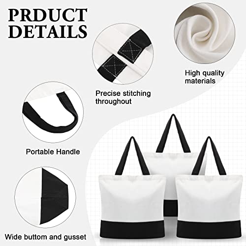 Reginary 16 Pack Canvas Tote Bags Set - Large Cotton Tote with Handle for Women's Kitchen & Grocery Use - DIY Gift - color: Black