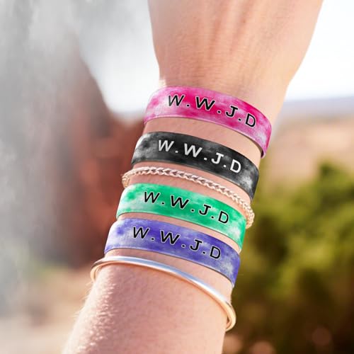 4 Pcs Surfer Beach Bracelets for Men Women Inspirational Elastic Comfy Summer Reversible Wristband Gifts Friendship Bracelets - color: WWJD-Bracelets, size: (6.8") Small