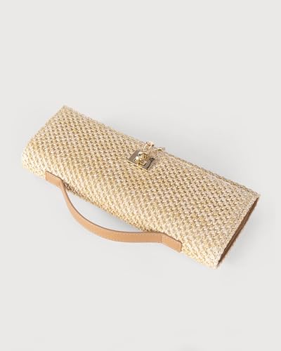NEWBELLA Handwoven Women's Clutch Purse, Crossbody Bag with Adjustable Strap for Evening & Casual Use - color: Beige