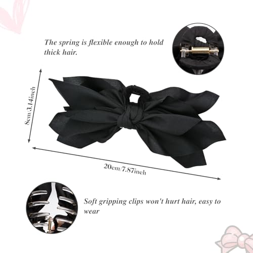 Bow Claw Clips Hair Clips Big Hair Bows for Women Butterfly Styling Large Hair Clips for Thick Hair for Girls Hair Accessories for Teen 3PC - color: 3PC-Pink+Rose Red+Black