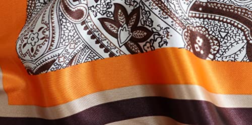 vabovin Satin Head Scarf for Women Silk Like Hair Scarf, 35 x 35 in | Silk Feel Fabric, Hair Wrap for Sleeping, Headscarf and Neck Scarf, Square Bandana Style, Fashion Accessory - color: 104 Orange Paisley Pattern