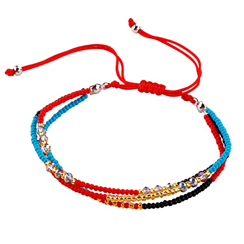 SUMMER LOVE Boho Bohemian Beaded Anklet Bracelets for Women Unique Colorful Pretty Beach Anklet,Handmade - color: Color 9#