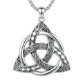 Celtic Necklace for men Sterling Silver Celtic Knot Triquetra Triangle Trinity Necklace Gift for Men - color: G-Silver