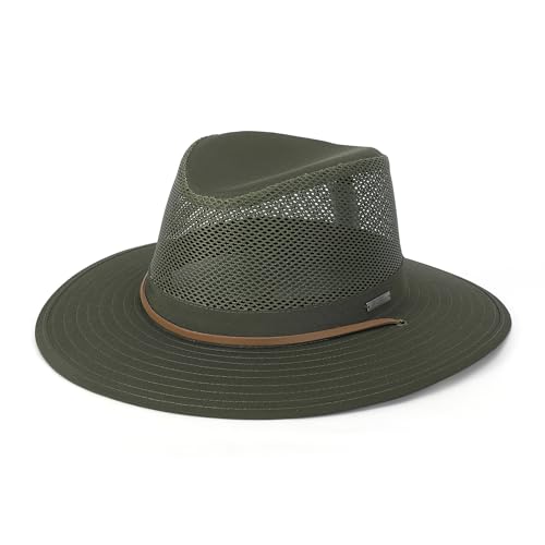 Bouie Safari Sun Hat - UPF 50+, Water-Repellent Wide Brim Bucket Hat for Hiking, Fishing - color: Olive, size: Medium