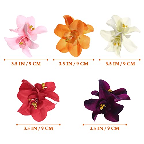 5Pcs Colorful Artificial Flower Hair Clip, Bohemian Flower Hairpin Hawaiian Hibiscus Plumeria Hairpin for Seaside Holiday, Bridal Hair Accessories Headwear, Clips and Barrettes, Hair Accessories