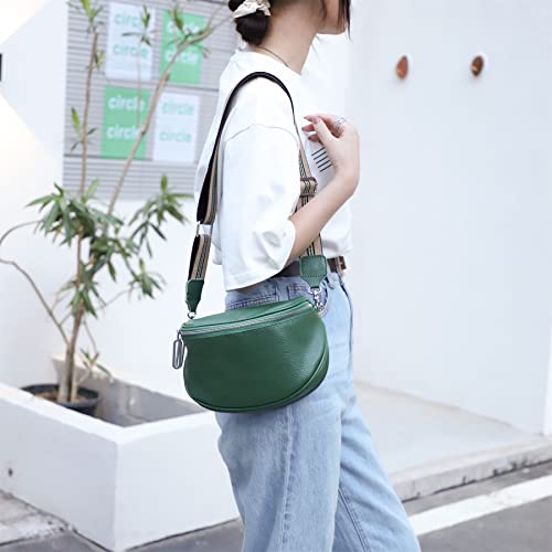 Fanny Pack Crossbody Bags For Women Genuine Leather Fashion Belt Bag Waist Purse (Green01) - color: Green01