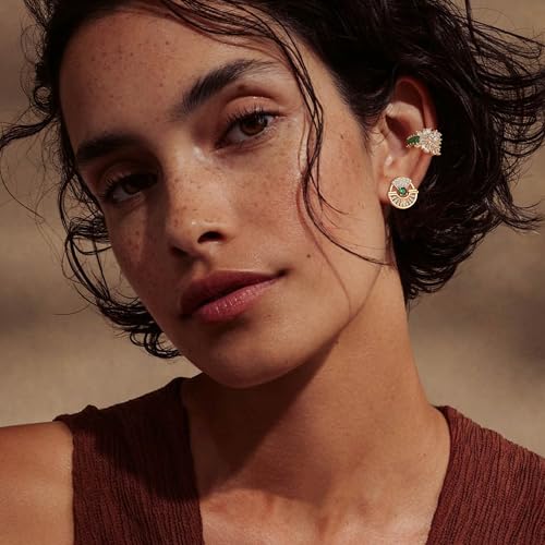MTMY Gold Ear Cuff Earring for Women 14K Gold Plated Cubic Zirconia Non-Pierced Clip on Cartilage Chunky Ear Cuffs Hypoallergenic Jewelry - style: flower / pair