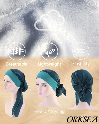 Chemo Headwear for Women Head Scarf Headwraps Silky Soft Turbans for Women Cancer Hats Chemo Beanie Coverings Scarves - color: B Bright Silver