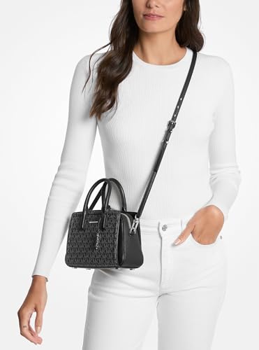 MICHAEL Michael Kors Laila Extra Small Crossbody - color: Silver-tone Hardware/Signature Coated Twill/Black