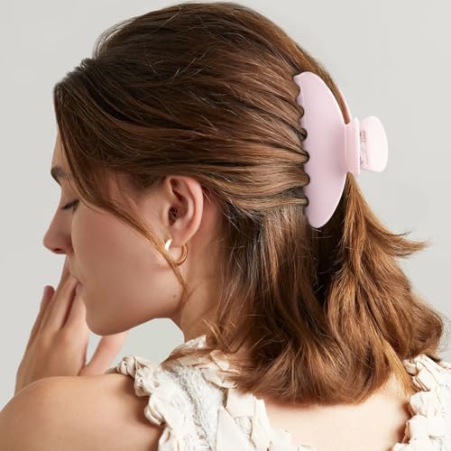 MAORULU Cute Claw Clip for Women – 4.3'' Large Acetate Hair Clips for Thick Thin Curly Long Hair, Durable Hair Clamps Non-slip Jaw Clip, Strong Hold, Stylish French Design (Soft Pink) - color: Soft Pink