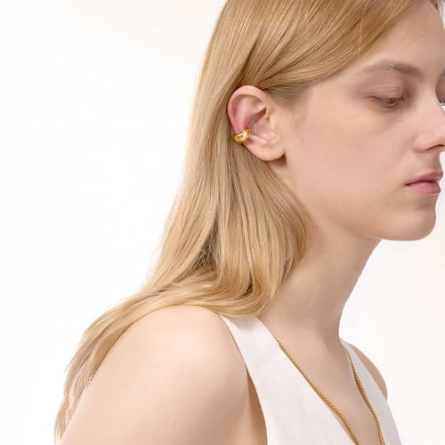 Ear Cuffs Non Piercing - Chunky Gold Ear Cuff Clip on Cartilage Earrings Non Tarnish Fake Earrings No Pierced Fashion Accessories Trendy Gold Jewelry Gifts - style: Gold-Small