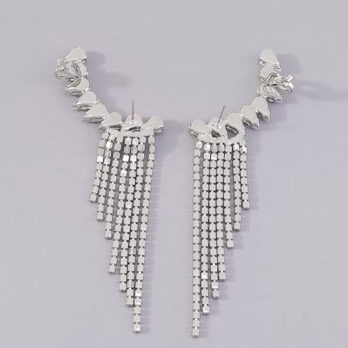 Crystal Ear Cuff Earrings for Women Rhinestone No Piercing Crystal Sparkly Ear Cuff Statement Earrings Wedding Party Jewelry - style: Right B