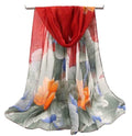Xyueanlo Women's Chiffon Scarf Lightweight Scarves Fashion Elegant Floral Print Scarfs Shawls - color: Green