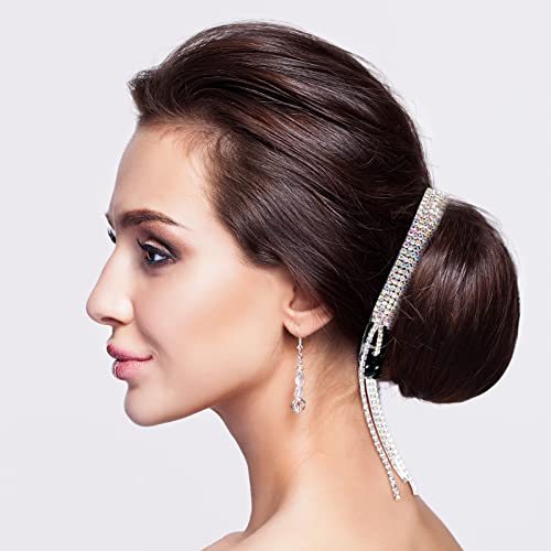 Dilunave 4 Pack Rhinestone Hair Accessories Hair Clips Holder Birds Nest Clip Glitter Bun Cover Claw Clips for Buns Ponytail Holder Accessories Gift for Women Girls