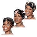 African Women Turban Caps Beanie Pre-Tied Twisted Braids Headwraps for Women Head Scarf Chemo Cancer Headwear Cap - color: 3 Pack Twisted Braid: Flower a