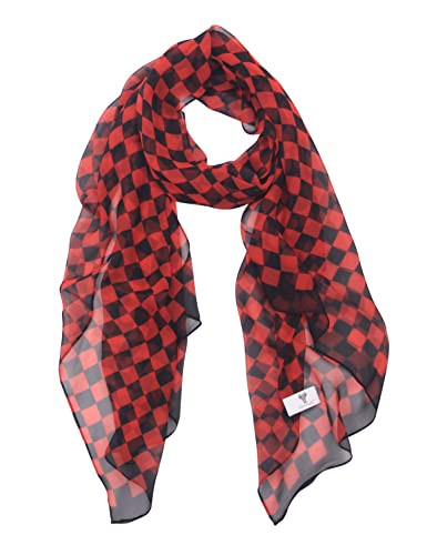 PANTONIGHT Long Chiffon Fashion Scarf Lightweight Chiffon Sheer for women - color: Red Black