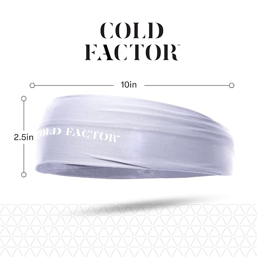 COLD FACTOR Cooling Headband for Women and Men – UPF 50+ Advanced Evaporative Comfort, Instant Cooling Sweatband for Outdoor Sports, Fitness, Yoga, Hiking, Running, and Workout - color: White