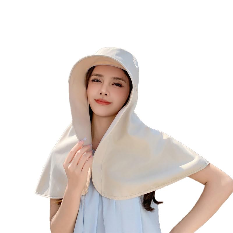 Sun Hats for Women Sun Protection Wide Brim Shawl with Neck Flap Hiking Visor Hat Outdoor Summer Beach - color: Beige