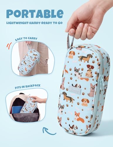 SUNEE Cute Pencil Case, Large Pencil Pouch, Aesthetic Big Pencil Bag with Zipper, Kawaii Stationery Storage and Organizer, School Supplies for Teen and Adult, Boys & Girls, Heavy Duty Canvas Cute Dog - color: Cute Dog