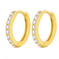 925 Sterling Silver Huggie Hoop Earrings for Women Men, Hypoallergenic Small Sleeper Hoop Earrings for Sensitive Ears, Lightweight Tiny Cartilage Helix Tragus Hoops 6mm 8mm 10mm - size: golden white Cubic Zirconia 10mm