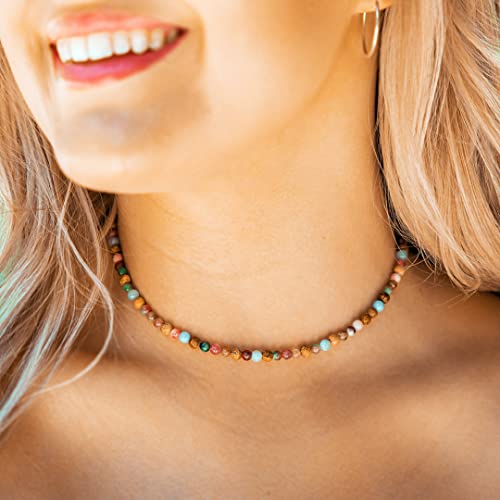 Lotus and Luna 7 Chakra Necklace for Women - Healing Crystal Necklace with Genuine Stones (Master Healer) to Bring Balance and Healing to Mind and Body - Handmade Jewelry Gift - style: Peace + Happiness