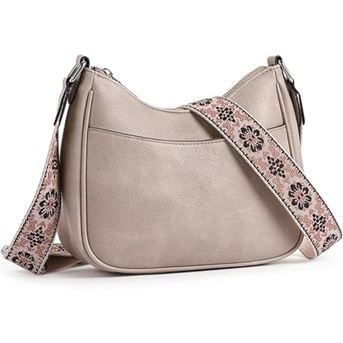 WJCD Women Crossbody Handbags Vegan Leather Shoulder Bag with Adjustable Strap - color: Grey