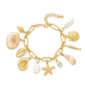 Gold Charm Bracelet for Women Boho Adjustable Shell Starfish Bracelet Summer Beach Ocean Statement Bracelets - color: Chunky charms bracelet