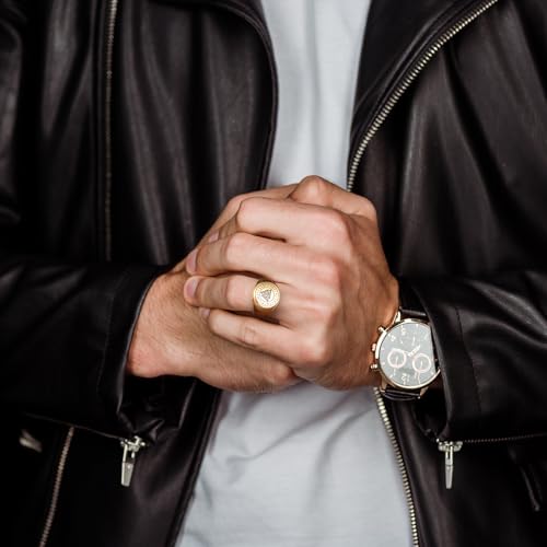 King Will Men's Tungsten Signet Rings Thumb Pinky Biker Band Ring For Men High Polished Plain Wedding Statement Ring Comfort Fit Size 7-12 - color: Runes-Gold