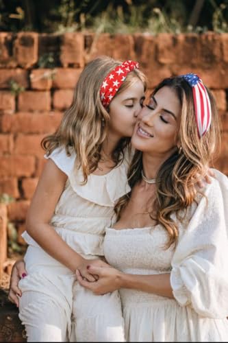Huachi American Flag Headbands for Women Knotted 4th of July Headband Accessories for Women Patriotic USA Hair Band Top Knot Hair Hoops Girls Independence Day Red White and Blue Head Bands - color: American Flag Headbands