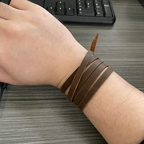 Rantanto Genuine Leather Wrap Bracelets Trendy Western Stackable Cuff Adjustable Boho Layered Bracelet Jewelry For Men Women - color: Brown
