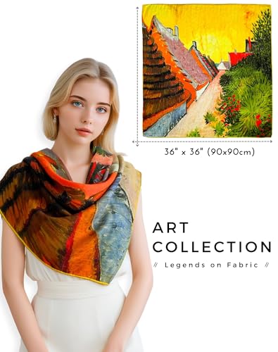 PoeticEHome Cashmere Scarf Wrap 36"x36" - Featherlight & Wrinkle-Free Artistic Square Shawl for Travel & Office, Gift Ready - color: Street in Saintes-maries - 36"