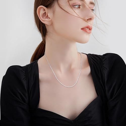 Gacimy 925 Sterling Silver Rope Chain for Women Men, 1.2mm 1.5mm 1.8mm Width 16 18 20 22 24 Inches Length - size: 16 Inches, style: 1.8MM-Width