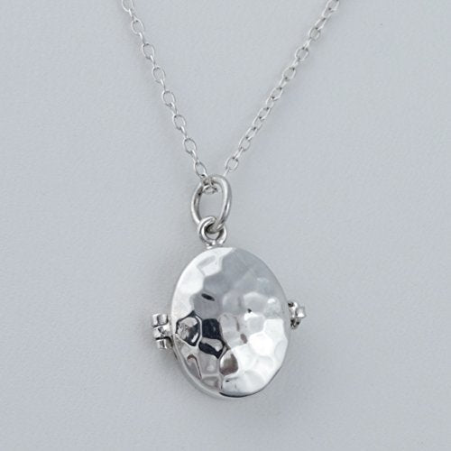 FashionJunkie4Life Sterling Silver Oval Locket Necklaces for Women, 18" Cable Chain - style: Hammered