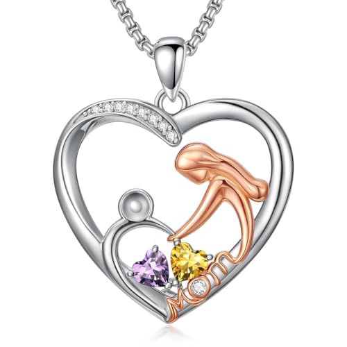 Mom Birthday Gift, Mom Necklace Birthstone Necklace, Anniversary Jewelry Valentine Mothers Day Christmas Birthday Gifts for Mom Women Her Wife Daughter - style: 02-11-Feb-Nov Birthstone