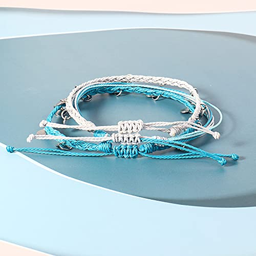 FANCY SHINY String Ankle Bracelets Waterproof Rope Anklets Braided Beach Boho Coin Anklets Cute Friendship Foot Jewelry for Women - style: Blue/Gray