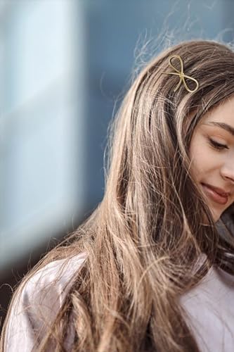 4Pcs Metal Bow Hair Clips: Chic Minimalist Hairpins and Barrettes for Women and Girls - Stylish Gift Set - color: Gold