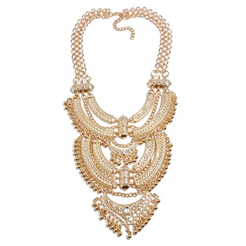 Vintage Multilayer Ethnic Tribal Statement Choker Necklace Bohemian Indian Turkish Jewelry for Women - color: Yellow