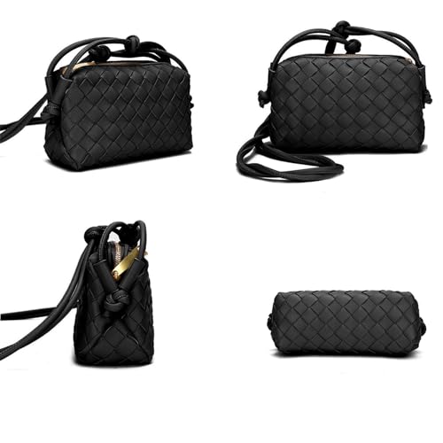 ZEDIUH Woven Bag for Women Crossbody Shoulderbag, Small Vegan Leather Purse - color: Black